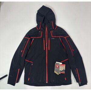 NWT Spyder Mens Black and Red Hooded Pinnacle Ski Jacket LGwith RECCO Technology
